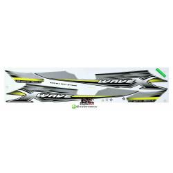 สติ๊กเกอร์ติดรถมอเตอร์ไซค์ Honda Wave 100 X ปี 2007 รุ่น 3 ติดรถสี เทา ดำ (เคลือบเงา)