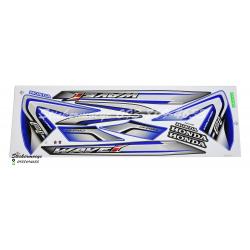 สติ๊กเกอร์ติดรถมอเตอร์ไซค์ Honda Wave 110 i ปี 2015 รุ่น 19 Fi Evolution ติดรถสี น้ำเงิน ดำ (เคลือบเงา)