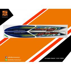 สติ๊กเกอร์ เวฟ 125s Sticker Wave 125s แต่ง ปี 2005 รุ่น 9 ติดรถ สีนํ้าเงิน เงิน (เคลือบเงา)