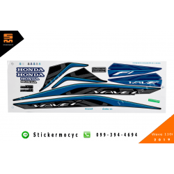 เวฟ 110i สติ๊กเกอร์ wave 110i ปี 2019 รุ่น 28 ซี่ลวด ติดรถ สีนํ้าเงิน ดํา (เคลือบเงา)