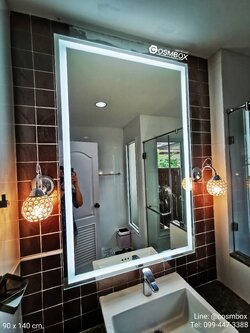 กระจกแต่งหน้า กระจกมีไฟ (ซ่อนไฟ) - 90 x 140 cm. (รุ่นแขวนผนัง)