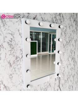 กระจกแต่งหน้ามีไฟ กระจกแต่งหน้า กระจกมีไฟ - 60x80cm. (รุ่นแขวนติดผนัง) สีขาว