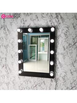 กระจกแต่งหน้ามีไฟ กระจกแต่งหน้า กระจกมีไฟ - 60x80cm. (รุ่นแขวนติดผนัง) สีดำ