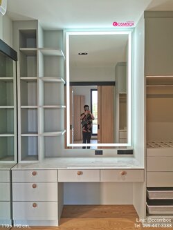 กระจกแต่งหน้า กระจกมีไฟ (ซ่อนไฟ) - 110 x 190 cm. (รุ่นแขวนผนัง)