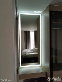 กระจกแต่งหน้า กระจกมีไฟ (ซ่อนไฟ) - 70 x 165 cm. (รุ่นแขวนผนัง)
