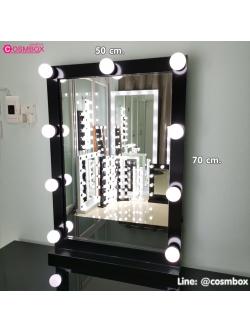 กระจกแต่งหน้ามีไฟ กระจกแต่งหน้า กระจกมีไฟ - 50x70cm. (รุ่นตั้งโต๊ะ) สีดำ