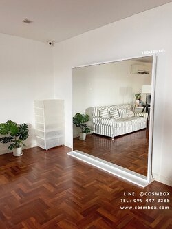 กระจกส่องตัว กระจกแต่งตัว กระจกเต็มตัว ขนาด 180x180 ซม. - รุ่นฐานตั้งพื้น