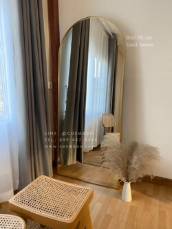 กระจกส่องตัว กระจกแต่งตัว กระจกเต็มตัว ขนาด 80x190 ซม. - รุ่นแขวนผนัง/พิงผนัง สีทอง