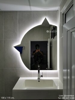 กระจกแต่งหน้า กระจกมีไฟ แมวเหมียว - 100 x 115 cm. (รุ่นแขวนผนัง)