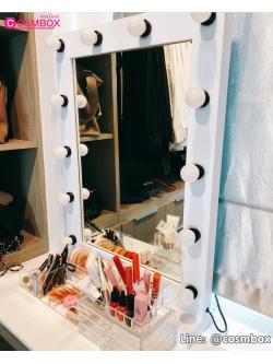 กระจกแต่งหน้ามีไฟ กระจกแต่งหน้า กระจกมีไฟ - 60x80cm. (รุ่นตั้งโต๊ะ) สีขาว