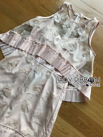 Lady Pink Lace Playsuit andTank Top Set