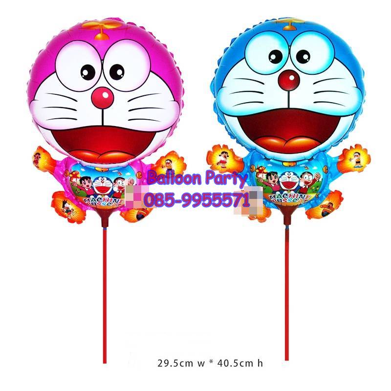 ลูกโป่งก้านการ์ตูนรูปโดเรมอน สีชมพู Doraemon Balloon