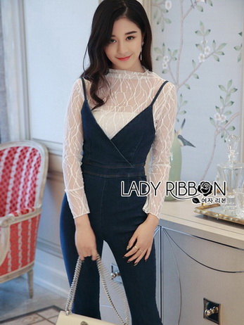 Minimal Lace and Denim Jumpsuit