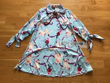 Lady Leslie Vivid Blue Printed Bow Dress