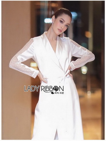 Lady Chic Crepe Lace Long Coat