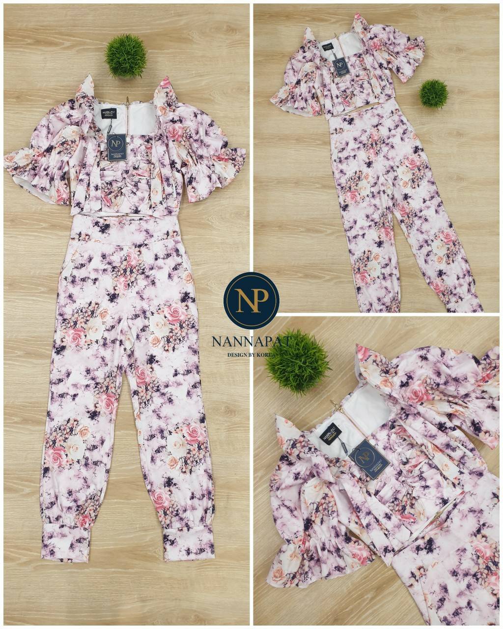 เสื้อซิปหลังแขนตุ๊กตาแต่งระบาย