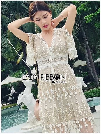 Annie Golden lady Ribbon Lace Dress