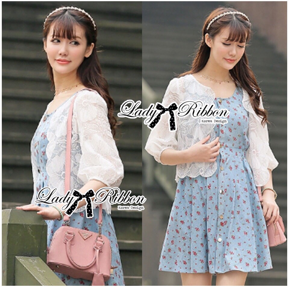 Lady Ribbon Online LR15300516 🎀 Lady Ribbon's Made 🎀 Lady Eva Sweet Basic Embroidered Cotton Outerwear