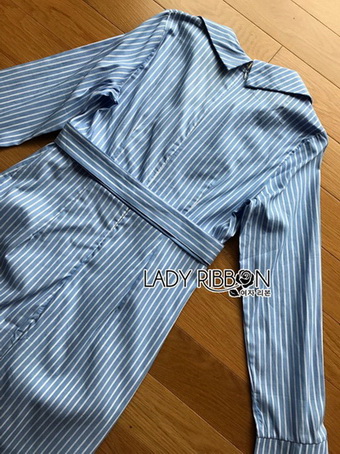 Lady Jennifer Sexy Chic Striped Shirt Dress