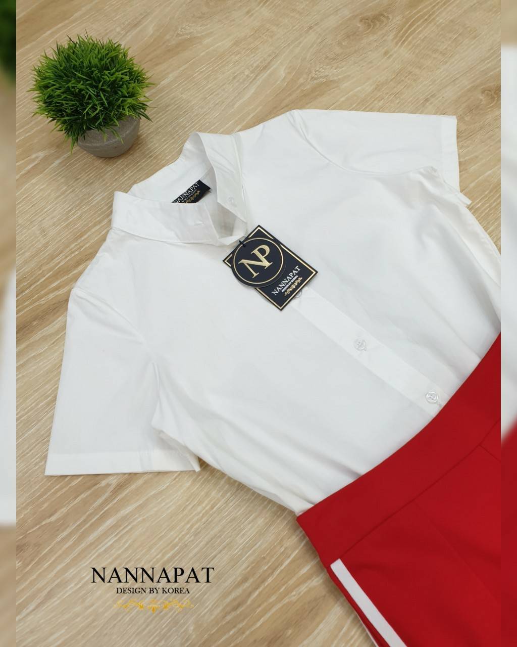 สื้อเชิตคอปก กระดุมหน้า