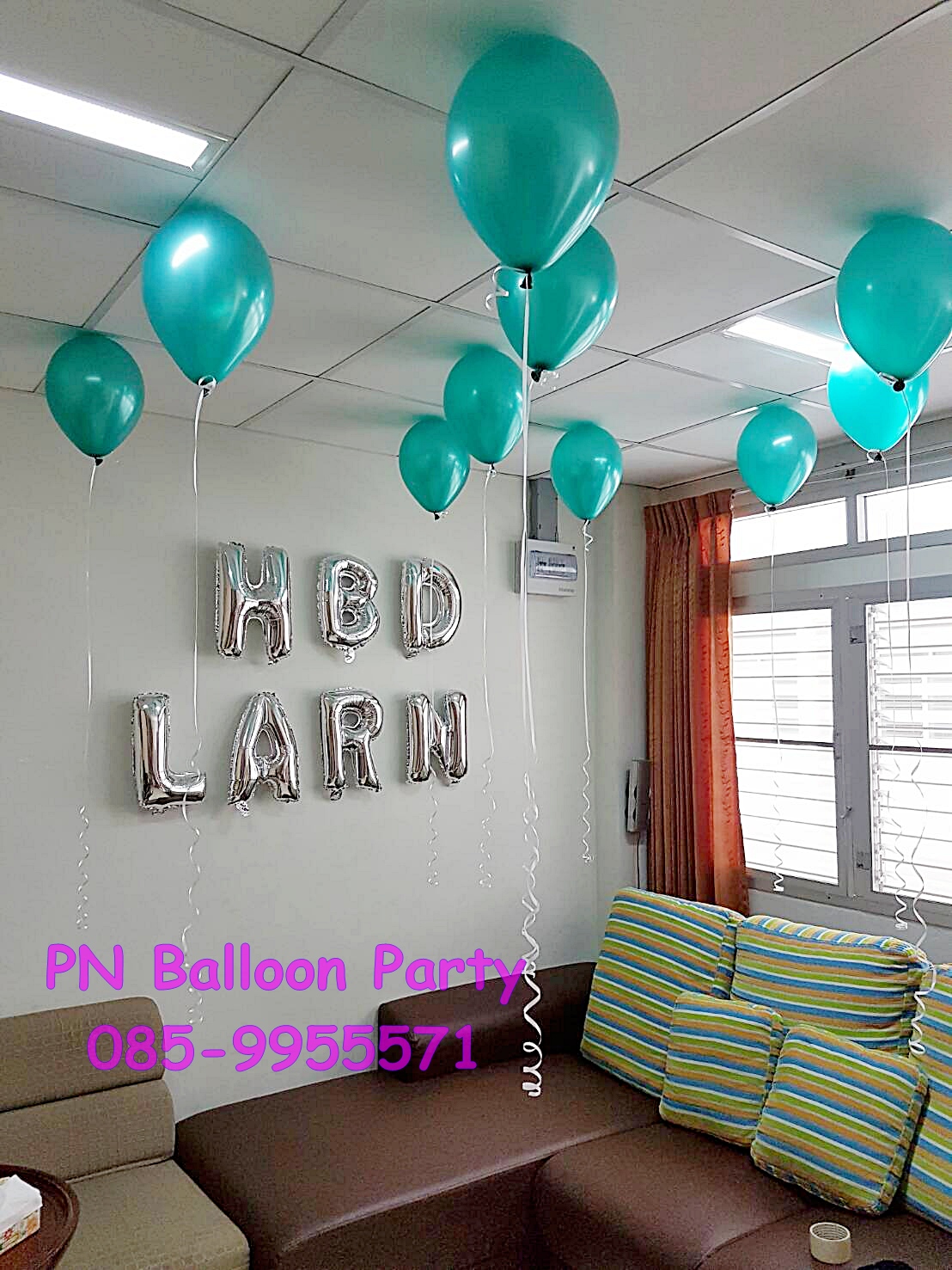 ลูกโป่งสวรรค์ 10 ใบ พร้อมตัวอักษรHBD 3 ตัว ชื่อ 4 ตัว ฟรีค่าติดตั้ง