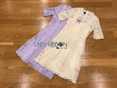 Lace Dress เดรสสั้นผ้าลูกไม้สีพาสเทลทรงเบสิก