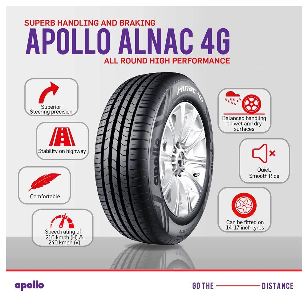 ยางรถยนต์ ขนาด 185/55 R15 ,185/60 R15 ,185/65 R15 ,195/55 R15 ,195/60 R15 ,195/65 R 15 ,185/55 R16 ,205/55 R16 ,215/60 R16 รุ่น ALNAC 4G ยี่ห้อ APOLLO (แถมจุ๊บลม)
