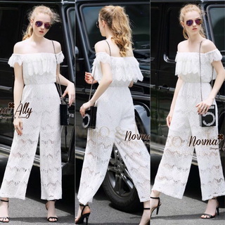 Lady Ribbon Online เสื้อผ้าออนไลน์ขายส่ง Normal Ally เสื้อผ้า NA15180816 🎉Normal Ally Present Lace white princess casual Jumpsuit🎉