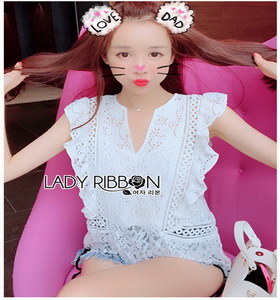 White Lady Ribbon Lace Top ขายเสื้อผ้าลูกไม้สีขาว