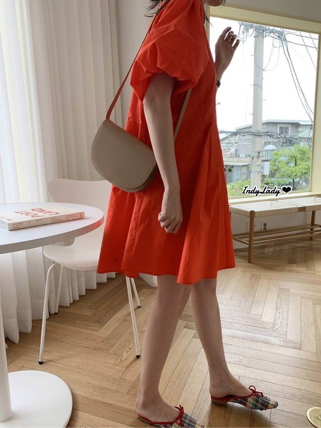 มินิเดรส สีส้มสดใส สีสดโดนใจ