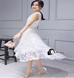 เดรสแขนกุดสไตร์หน้าสั้นหลังยาว