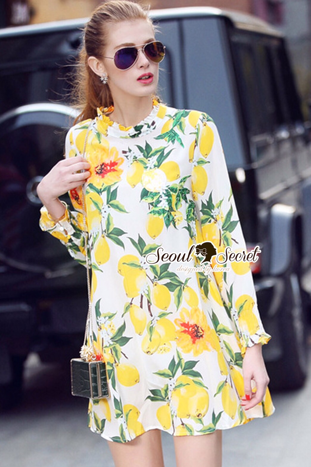 Lady Ribbon Online เสื้อผ้าออนไลน์ ขายส่ง SS05200616 Seoul Secret Say's... Lemonnade Handmake Sequin Dress
