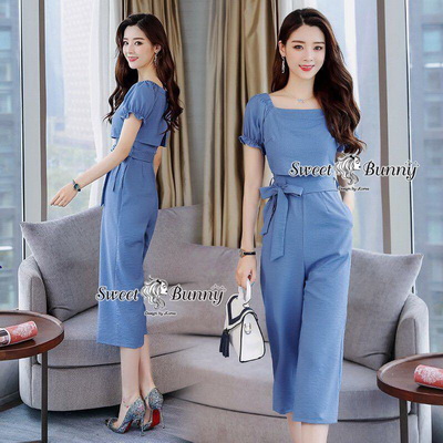 จั๊มสูทเกาหลีผ้าพื้นเนื้อดีผ้านุ่มใส่สบาย