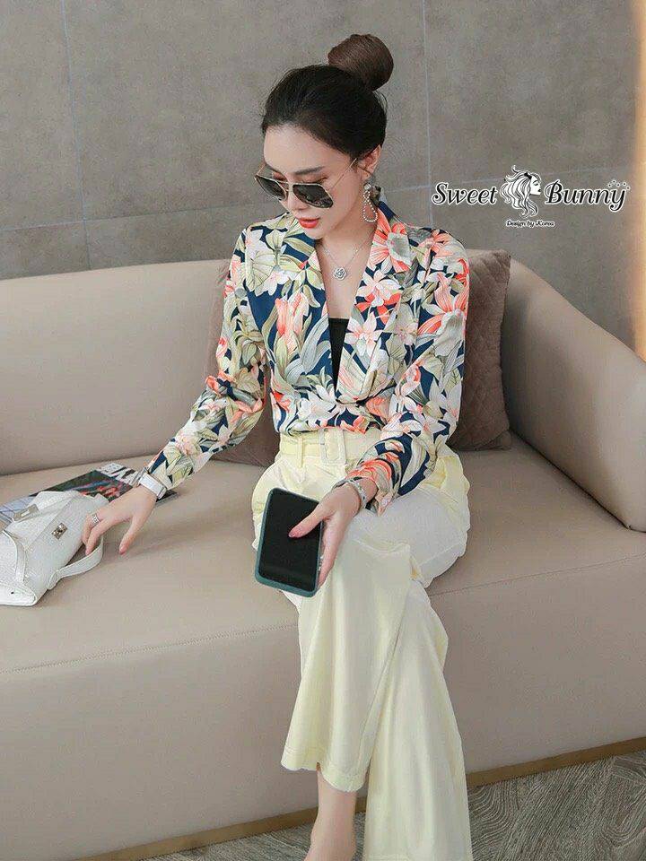 เสื้อปกสูทป้ายอกเฉียงข้าง แขนยาว