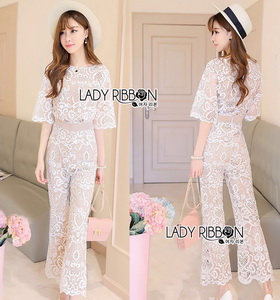 Lady Ribbon Gabriella Ladylike Sweet Nude Lace Jumpsuit