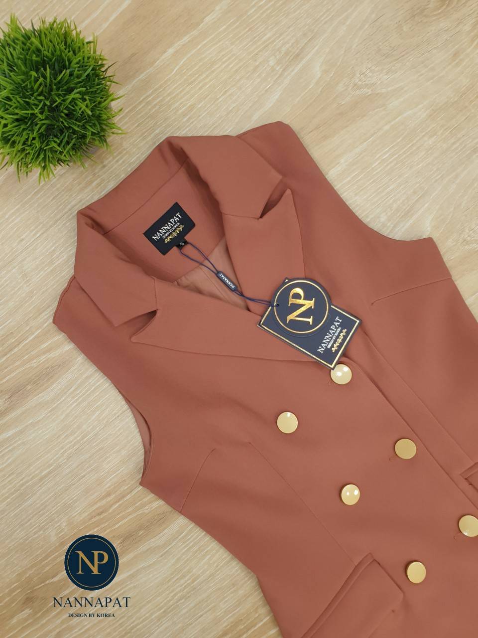 เดรสสูทผ้าสูทกระดุมหน้า