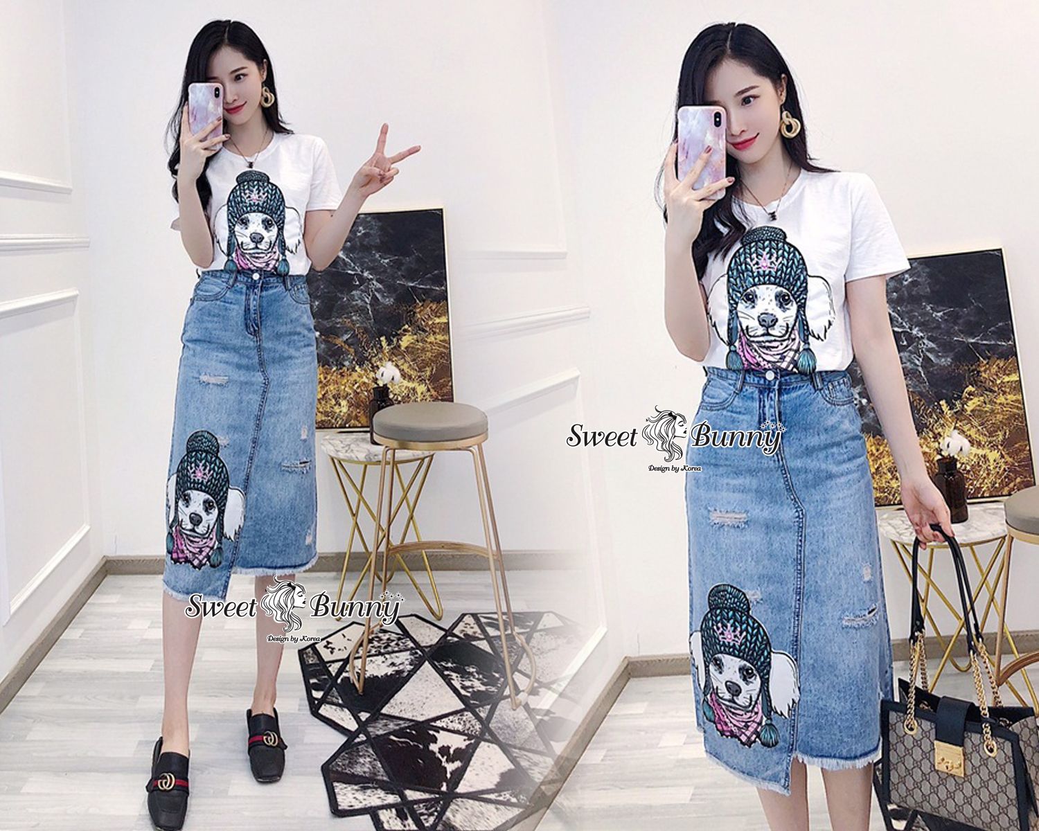 เสื้อยืดคอกลมแขนสั้น เสื้อพิมพ์สกรีนรูปน้องหมา