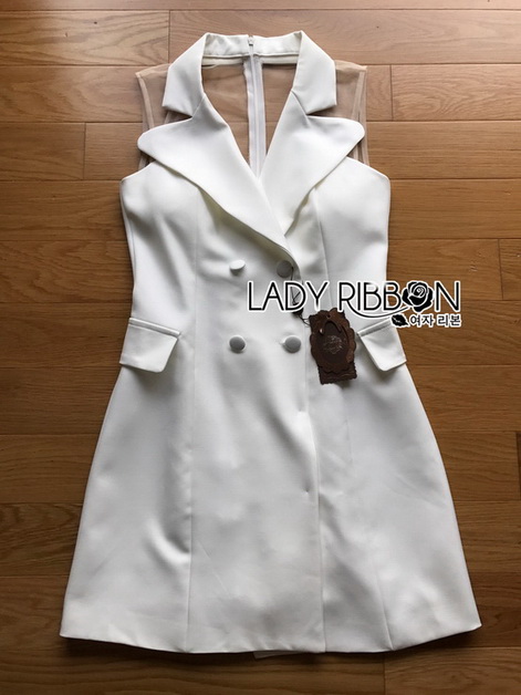 Suit Dress Lady Ribbon สูทเดรสสีขาว