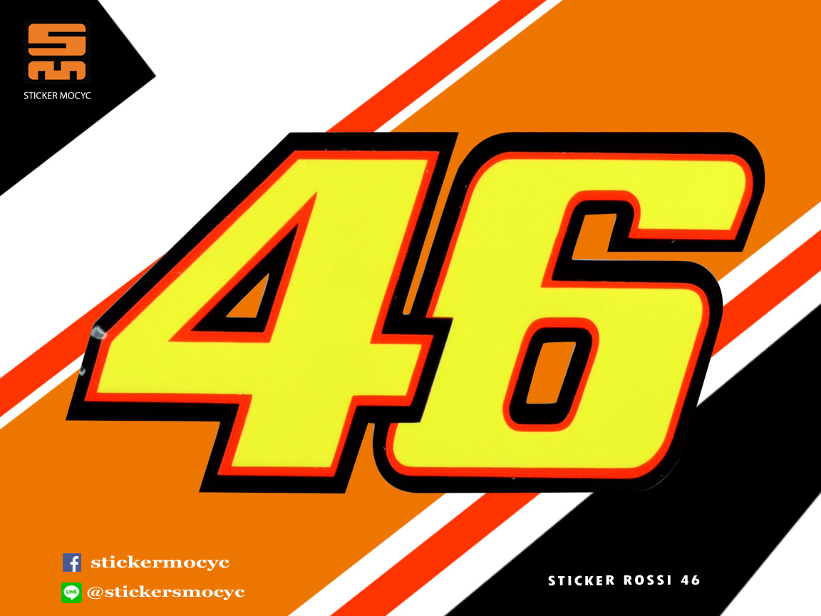 สติ๊กเกอร์ Rossi 46 Sticker Rossi 46 สีเหลือง 1 ชิ้น ขนาด 4 x 7 ซม.