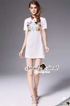 SS17290816 Seoul Secret Say's .... Chill Polo Bloom Stick Dress