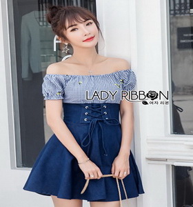 Blue Cotton and Denim Lady Ribbon Dress เดรสผ้าคอตตอน