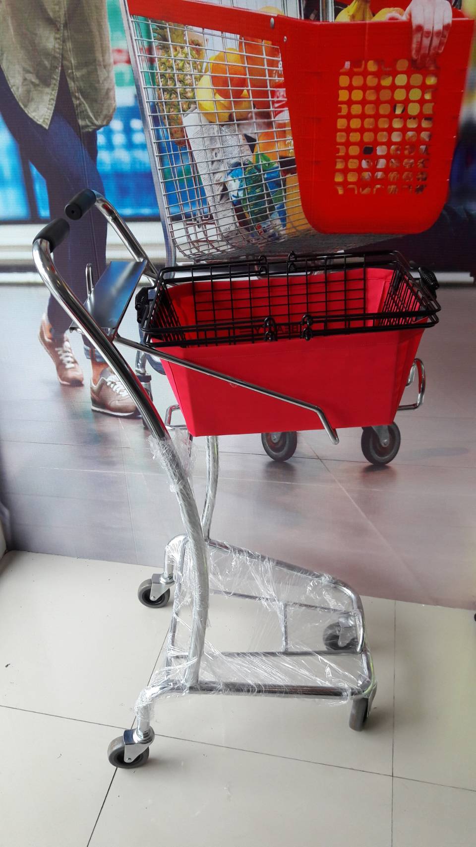 รถเข็นตะกร้า 2 ชั้น สีโครเมียม