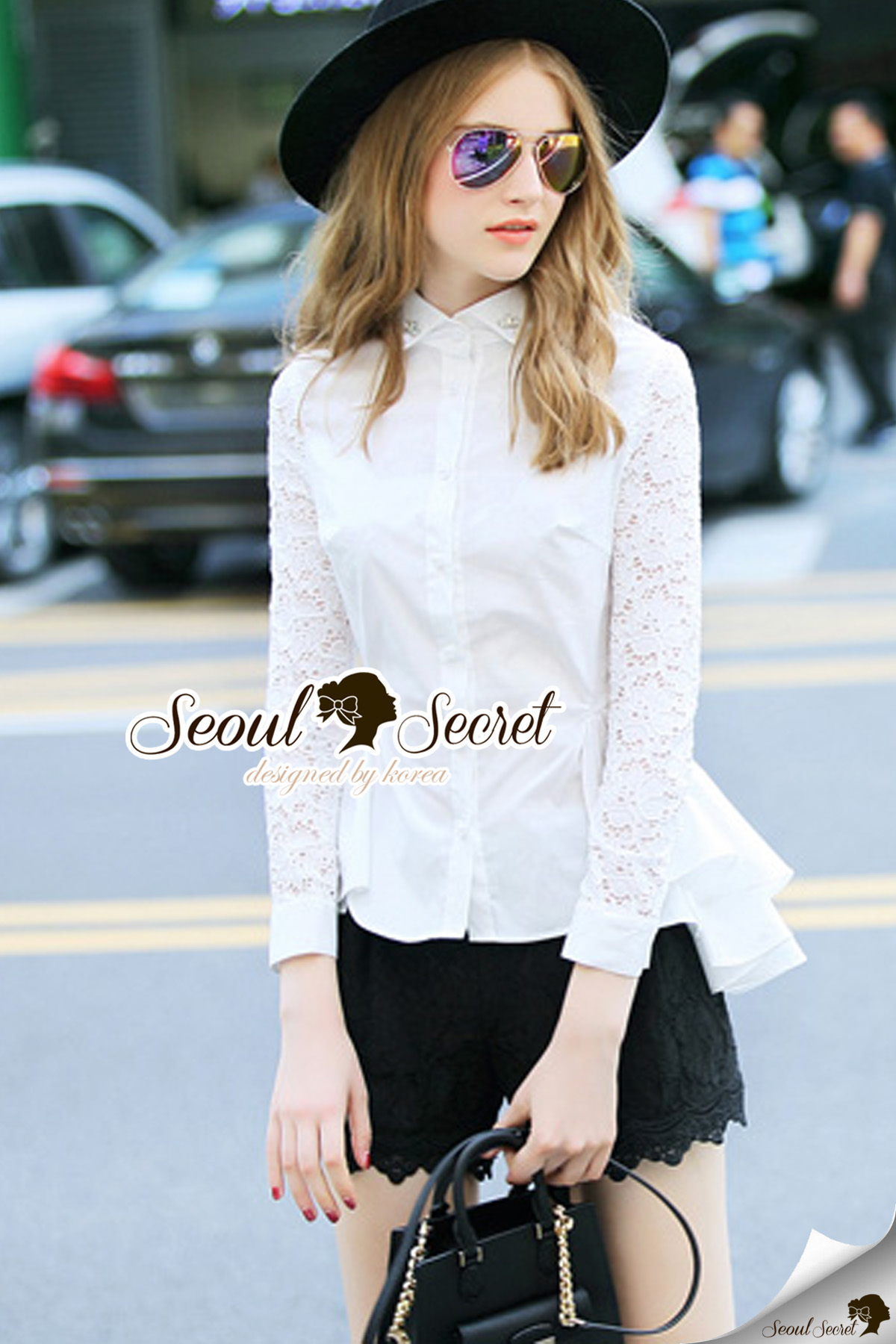 เชิ้ตหน้าสั้นหลังยาว ด้านหลังเติมความสวยด้วยดีเทลงานอัดกลีบ