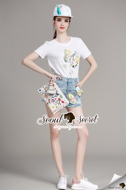 Lady Ribbon Online ขายส่ง เสื้อผ้าออนไลน์ ของแท้ SS12040716 Seoul Secret Say's... Chic Butterfly Sequinny Stickly Set