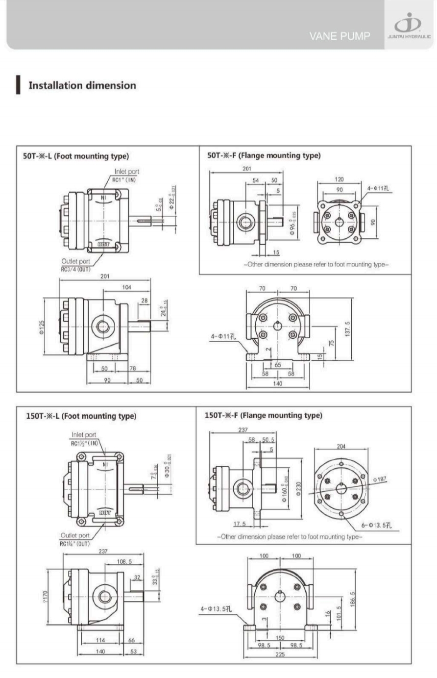 50T-17,23,26,36-F-70-22 : Fix Vane Pump Hydraulic JUNTAI