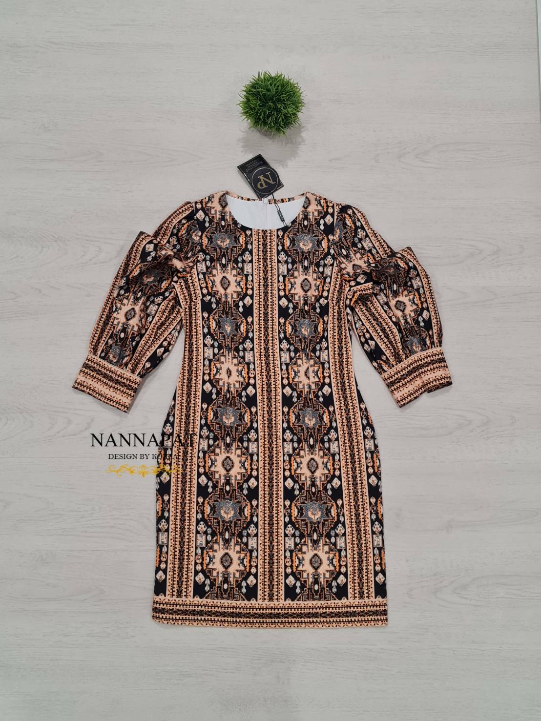 เดรสซับในงานซิปหลังแขนยาวพอง