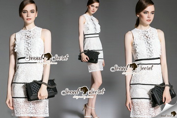 Lady Ribbon Online ขายส่งเสื้อผ้าออนไลน์ Seoul Secret SS15280716 Seoul Secret Say's .... Lacely Portrait Princess Ivory Dress