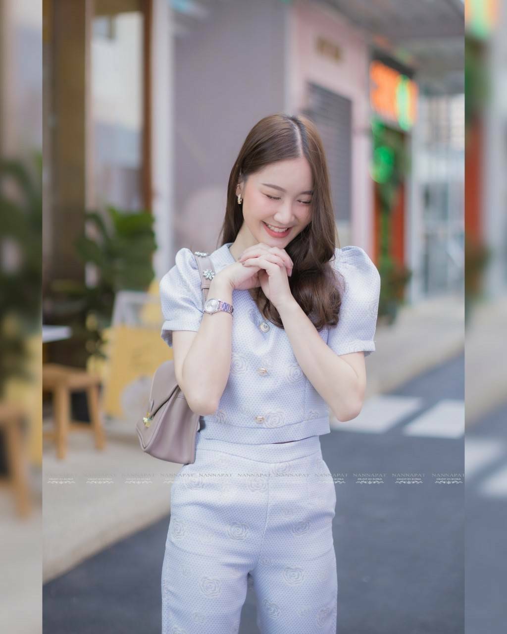 เซทขายาวผ้าทอลายกุหลาบ