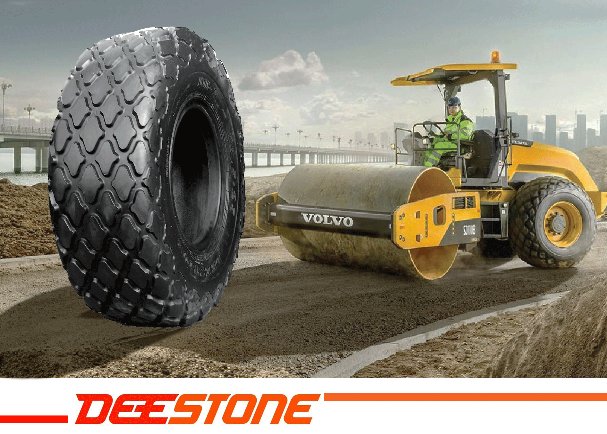 ยางรถขนดินขนาดใหญ่ ยี่ห้อ DEESTONE รุ่น D320 ขนาด 20.5-25 , 23.1-26