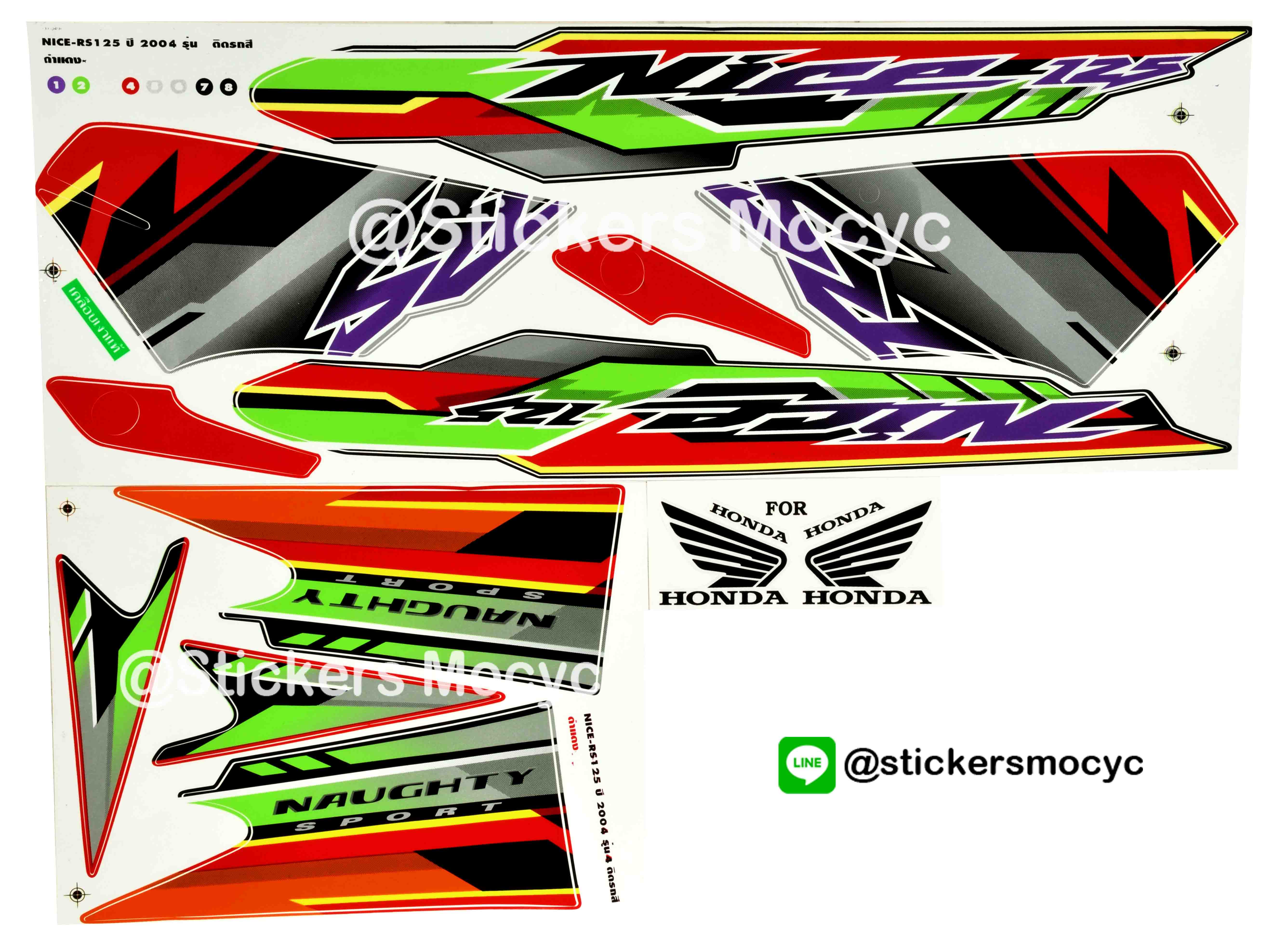สติ๊กเกอร์ honda nice 125 ปี 2004 รุ่น 4 ติดรถ สีดำ แดง (เคลือบเงา)